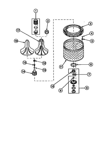 Agitator/drive bell/seal kit/tub & hub