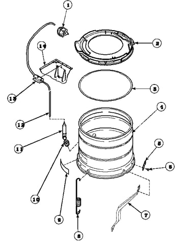 Outer tub, cover and pressure hose