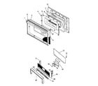 Caloric RBK28FG5-P1142948NL oven door and backguard assy diagram