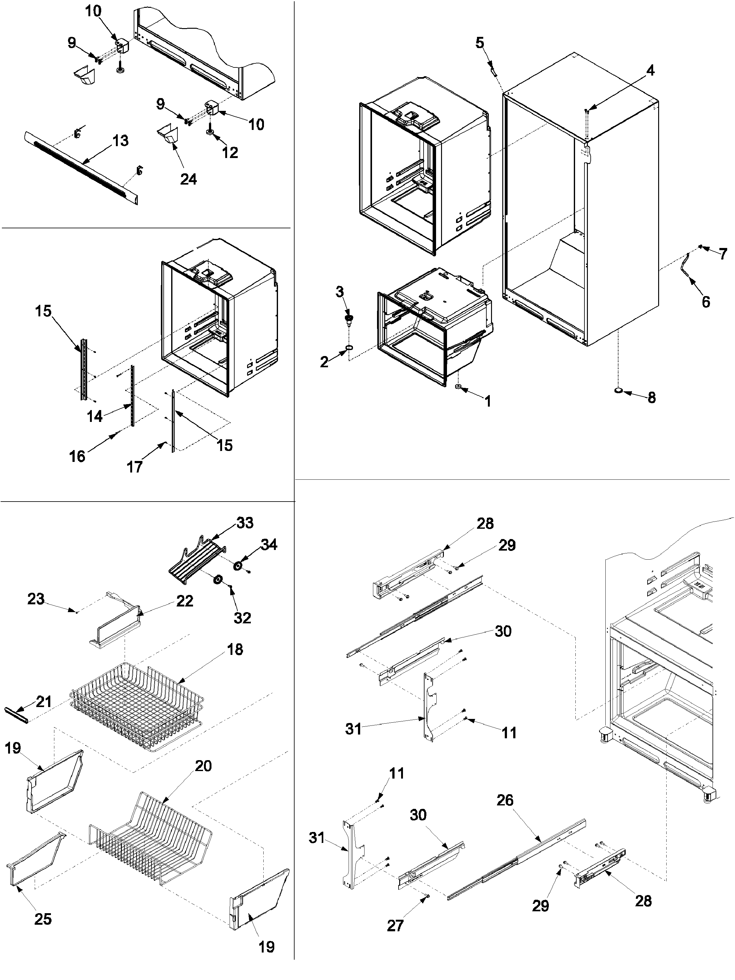 Interior cabinet & freezer shelving
