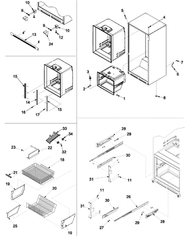 Interior cabinet & freezer shelving