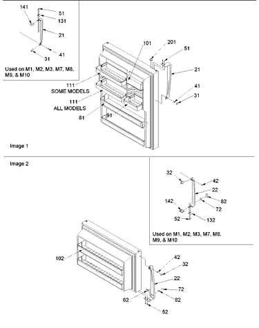 Door handles and door shelves