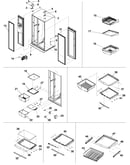 Hinges, & refrigerator shelving