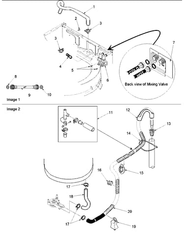 Mixing valve and hoses