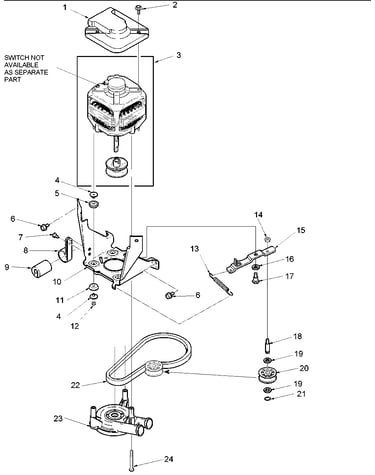 Motor, belt, pump, and idler assy