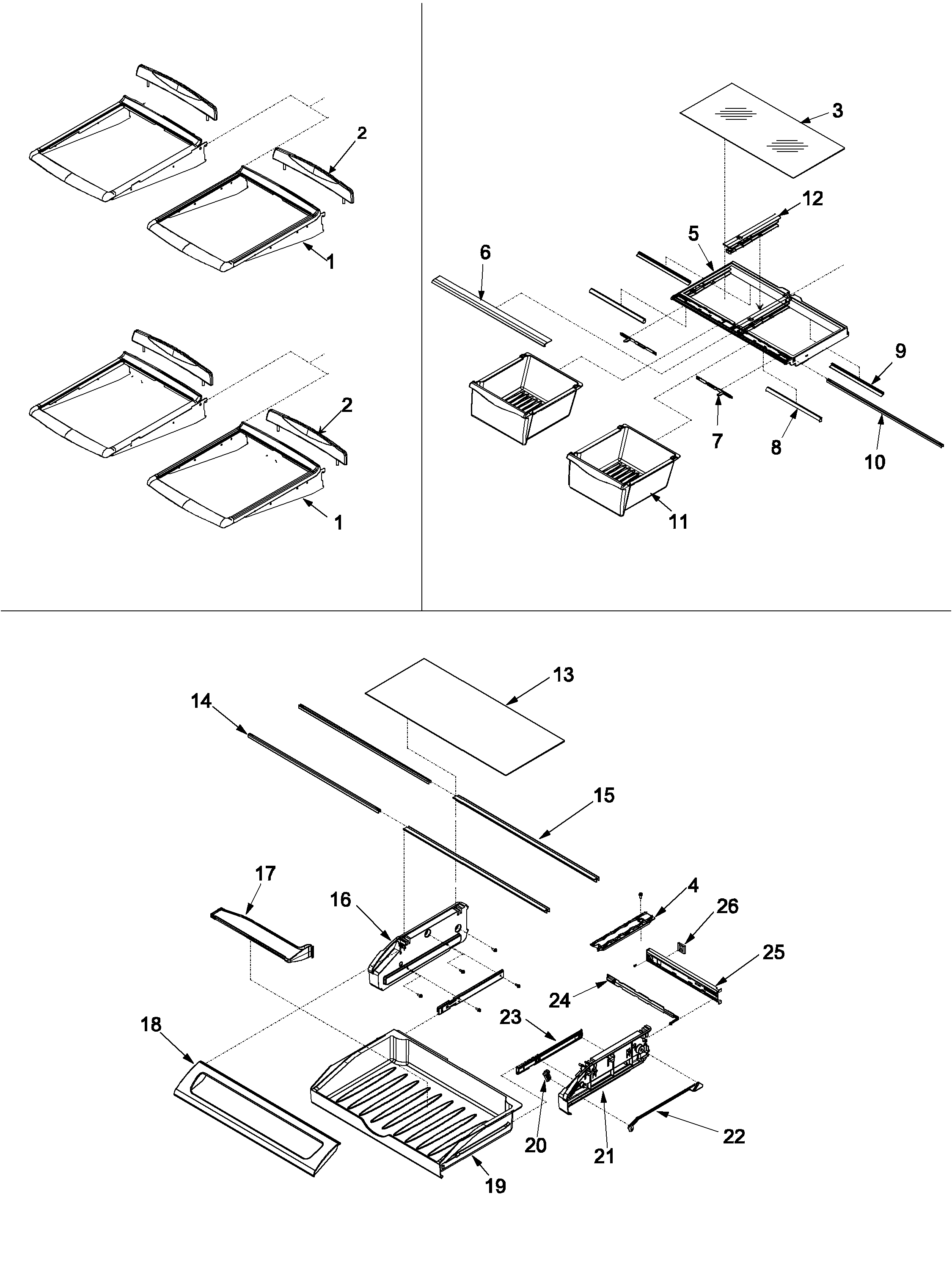 Refrigerator shelving
