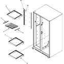 Maytag PSD269LHEB refrigerator shelves diagram