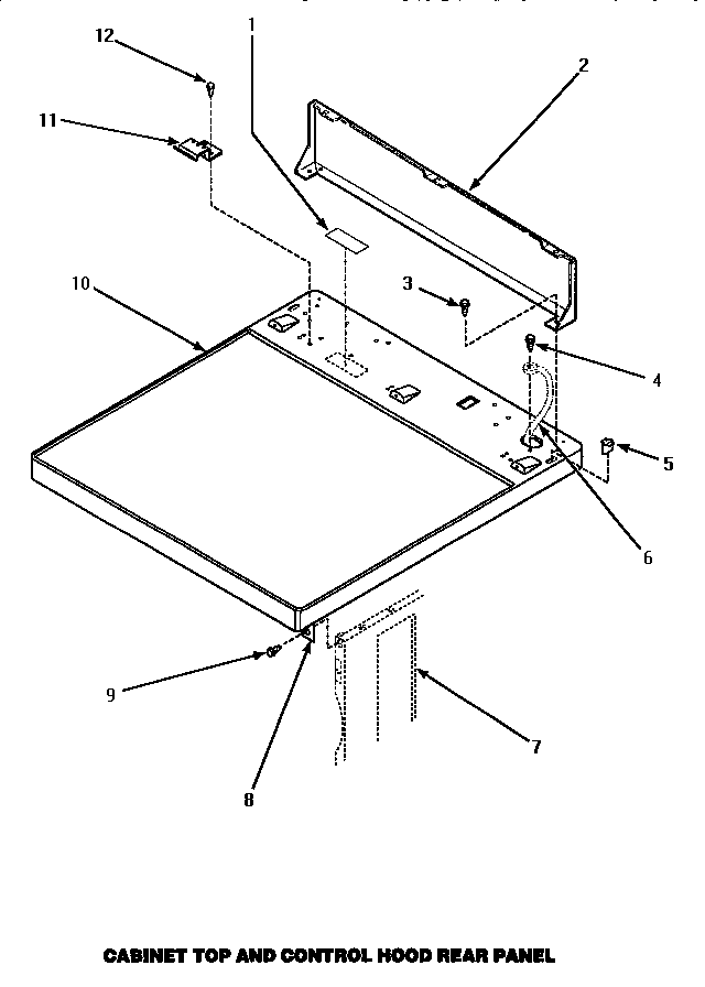 Cabinet top & control hood rear panel