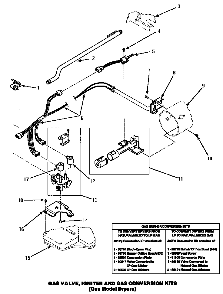 GAS VALVE, IGNITER & GAS CONVERSION KITS