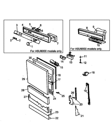 Door/control assy parts