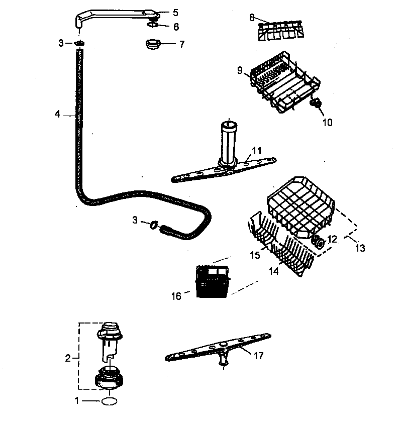 Spray arm/rack parts