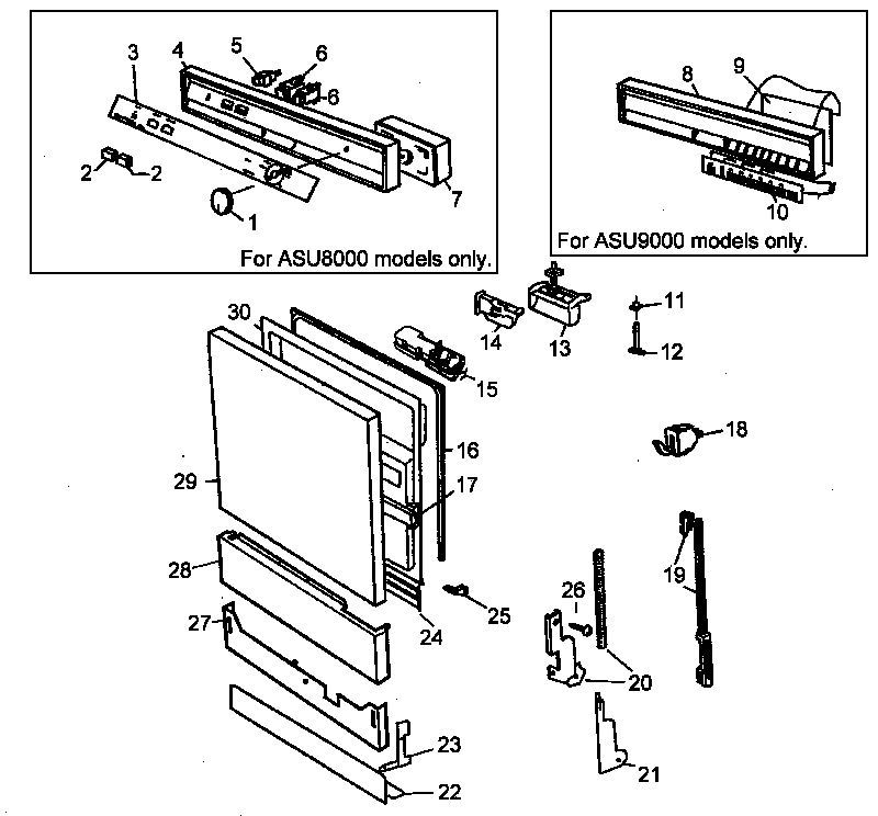 Door/control assy parts