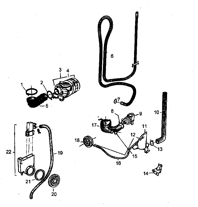 Wash/drain pump/pressure switch parts
