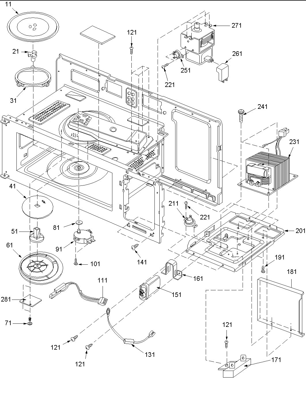 Magnetron, transformer and turntable
