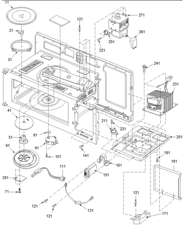 Magnetron, transformer and turntable