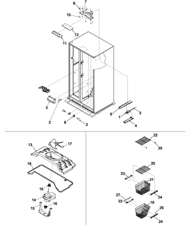 Fz shelving, filter & evap fan motor