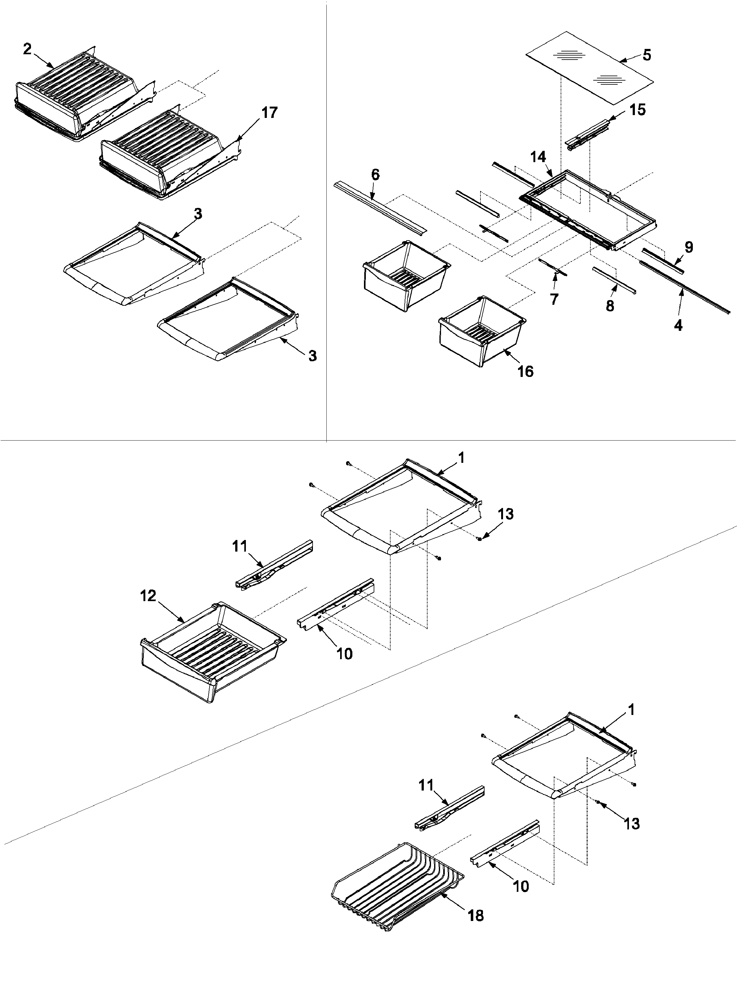 Refrigerator shelving
