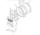 Maytag SDG5701AWW front bulkhead, air duct & drum diagram