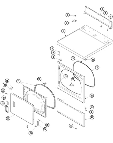 Door, front, access and top panels