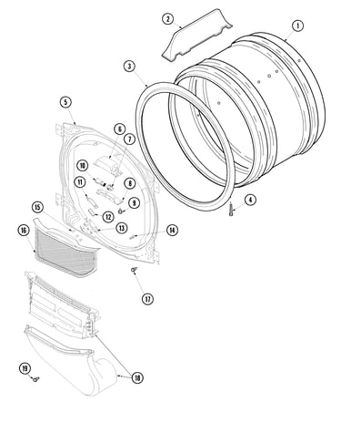 Front bulkhead, air duct & drum