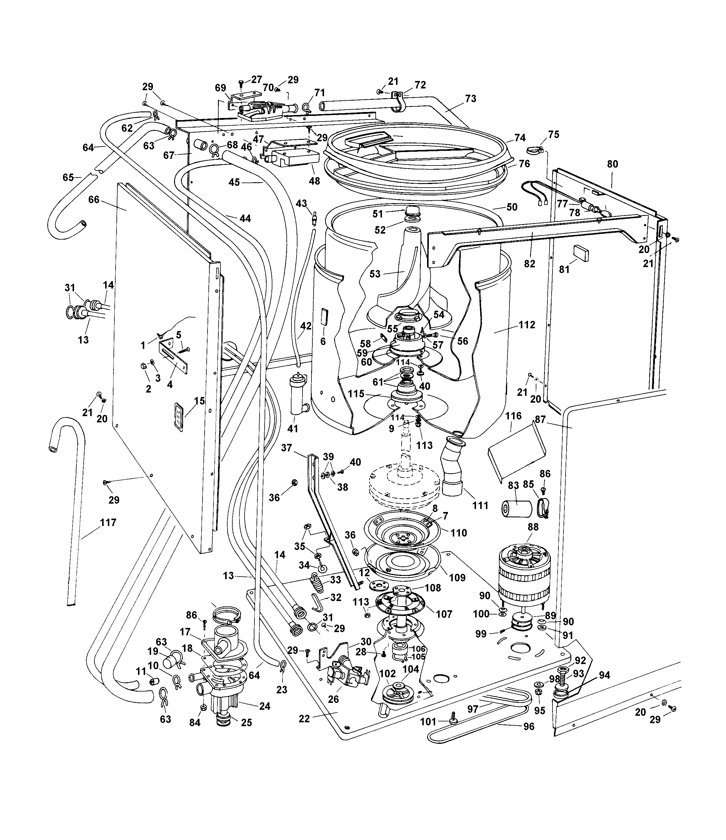Motor assembly, pump, hoses