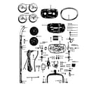 Hoover 215 motor assembly, handle, brushes_pads, diagram