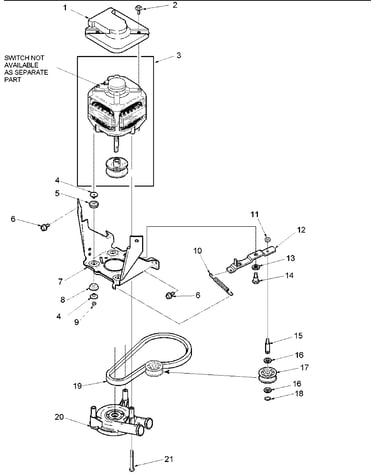 Motor, belt, pump & idler assembly