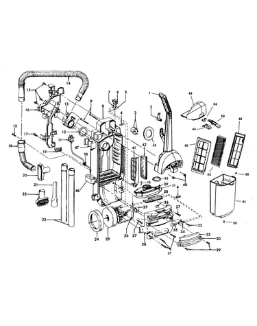 Motor, handle, hose, outerbag
