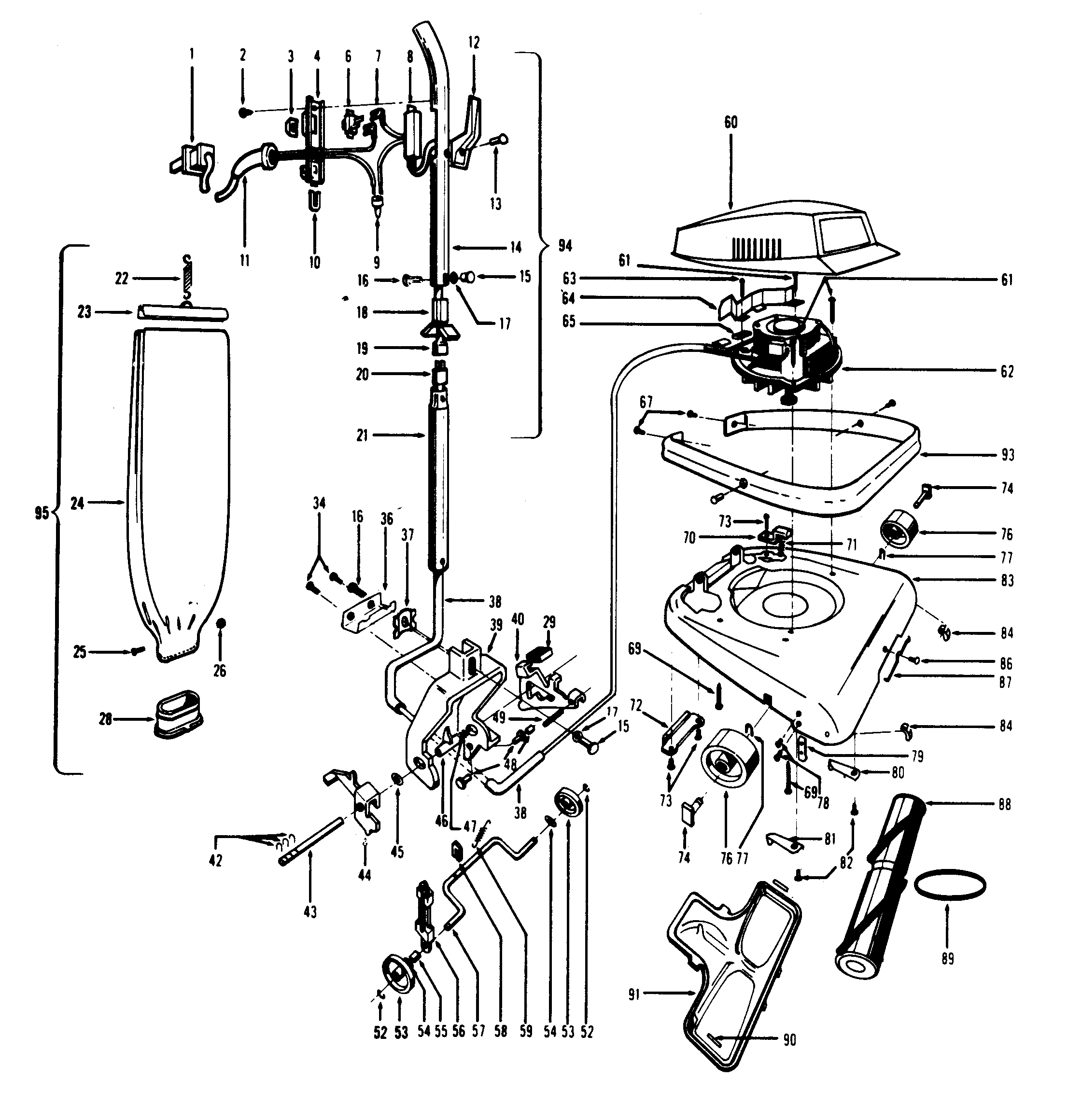 Handle, mainbody, outerbag, hood