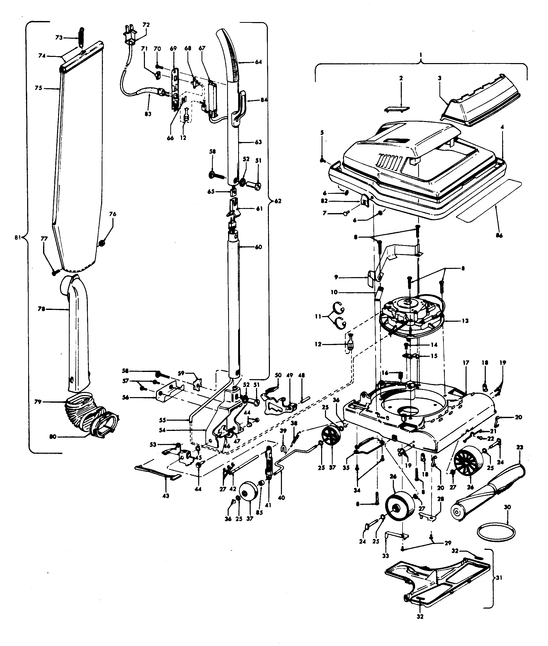 Handle, mainbody, outerbag, hood