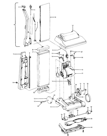 Handle, mainbody, outerbag, hood