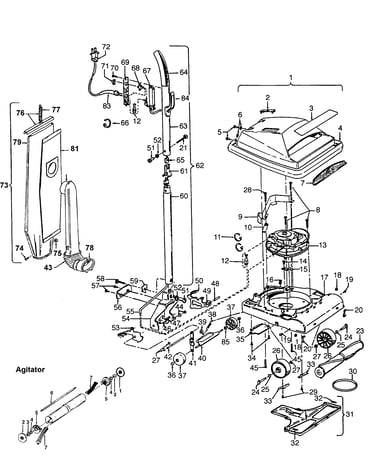 Agitator, handle, mainbody, outerbag
