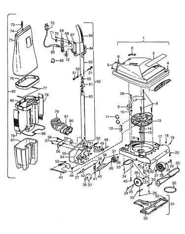Agitator, handle, mainbody, outerbag
