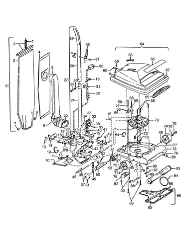 Agitator, handle, mainbody, outerbag
