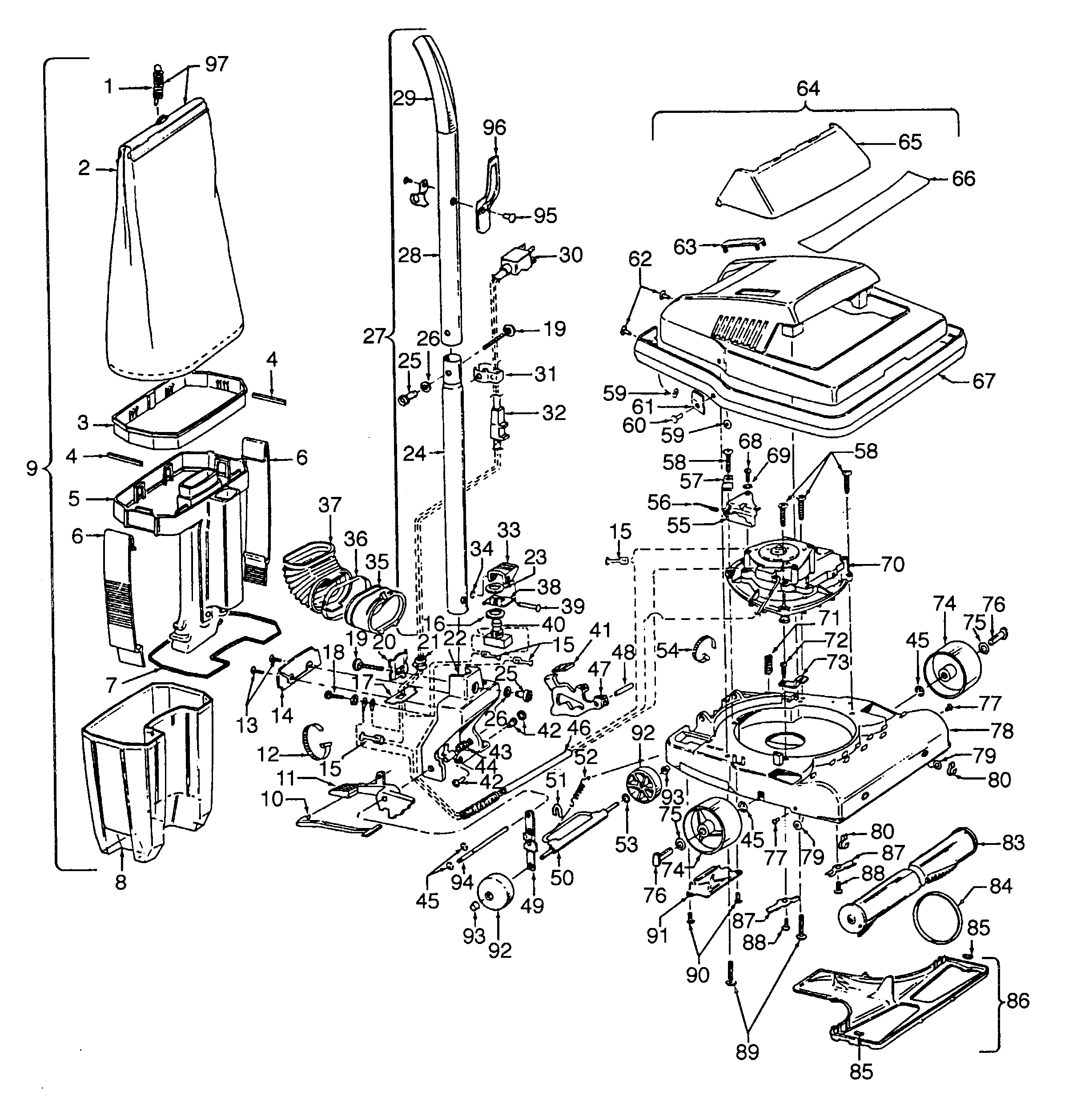 Agitator, handle, mainbody, outerbag