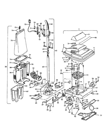 Agitator, handle, mainbody, dirtcup