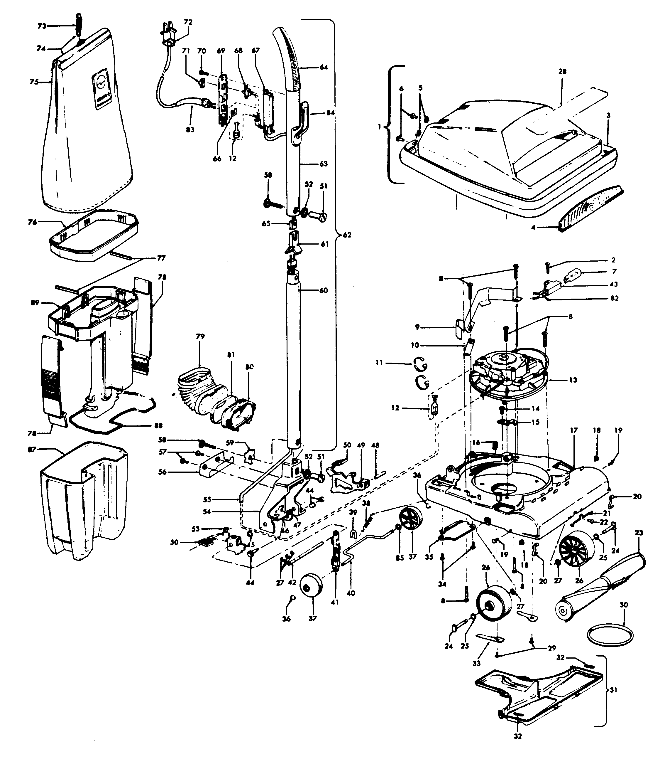 Agitator, handle, mainbody, outerbag
