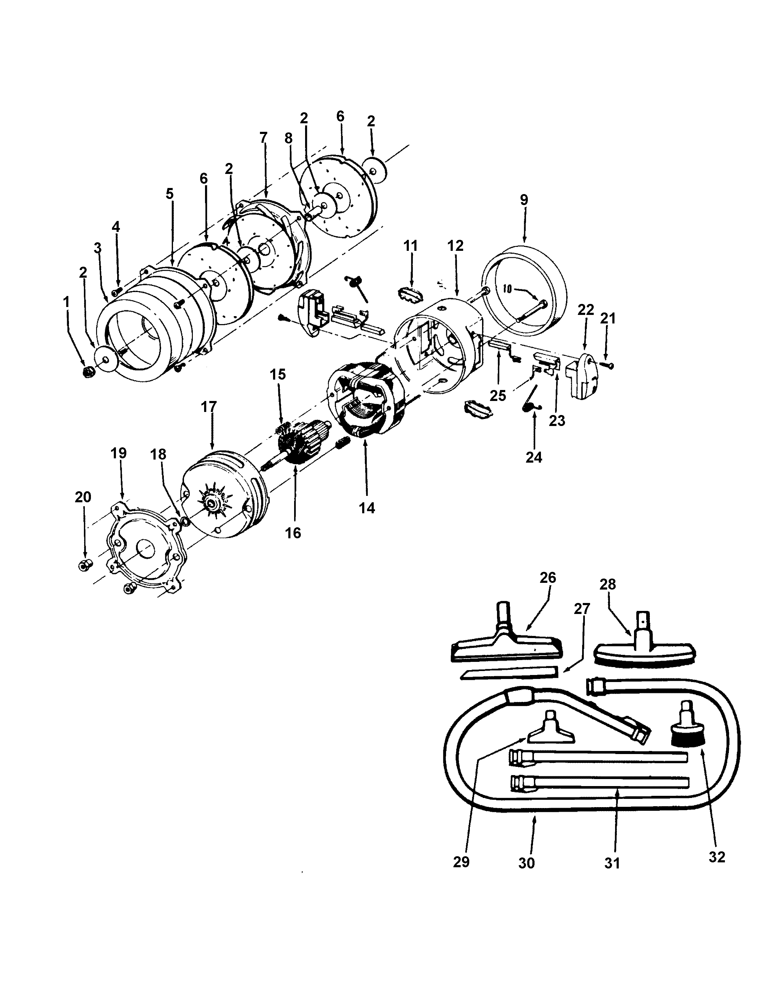 Motor assembly, cleaningtools