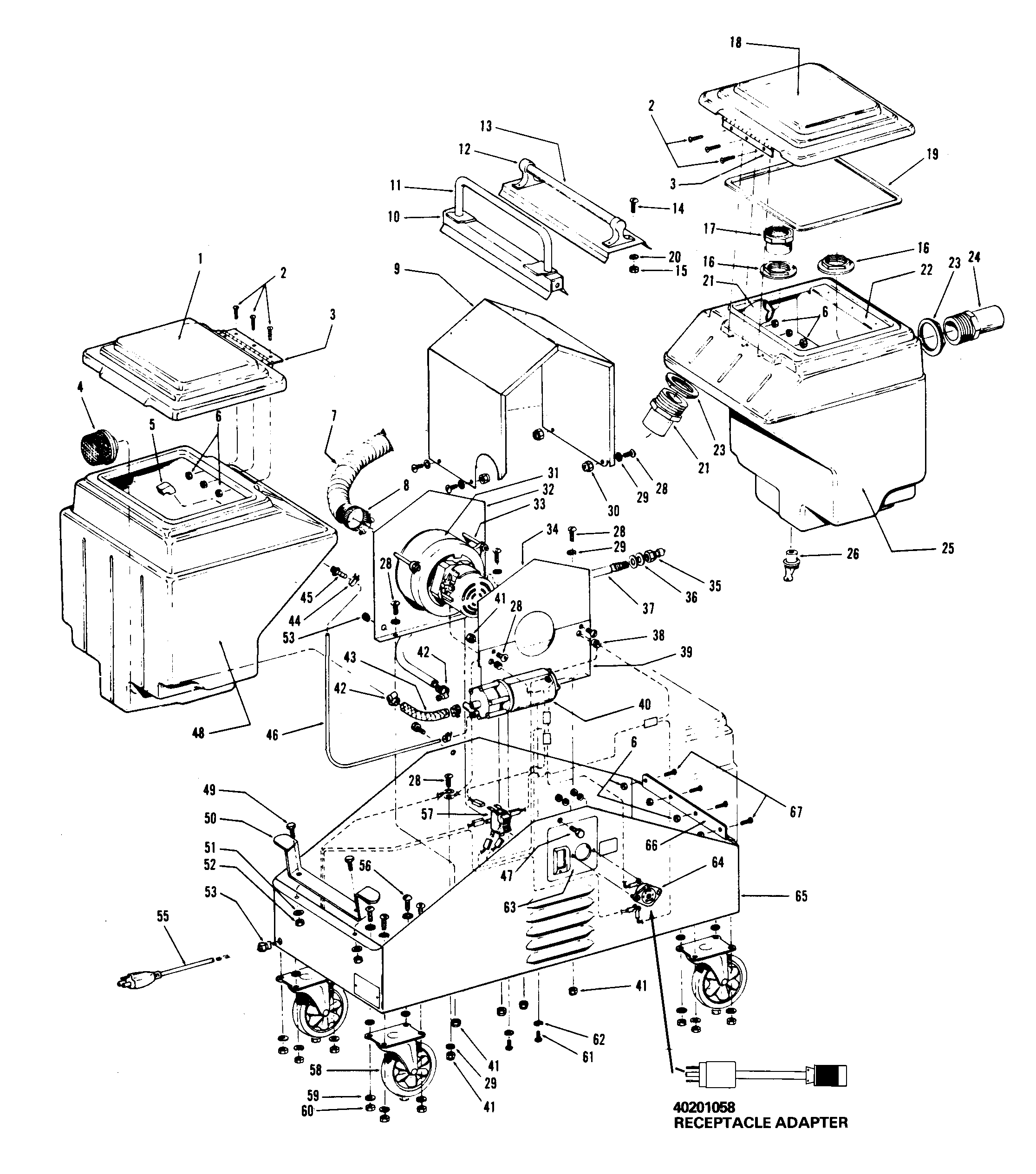 Motor assembly, hose, mainassembly