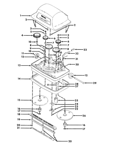 Hood, brushcarriers, gears