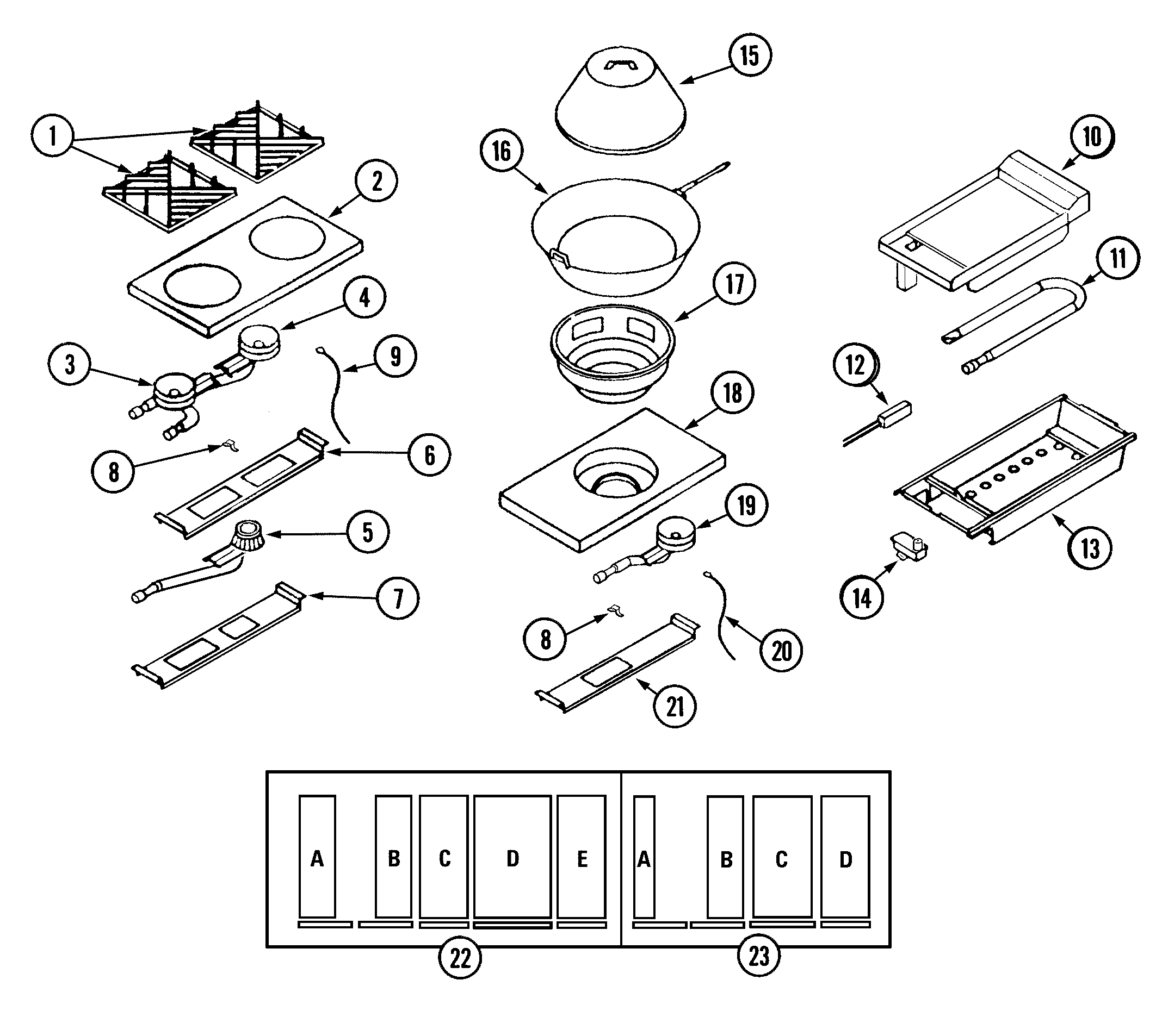 Top assembly/gas controls