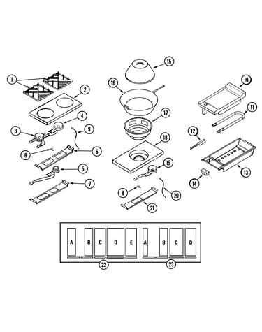 Top assembly/gas controls