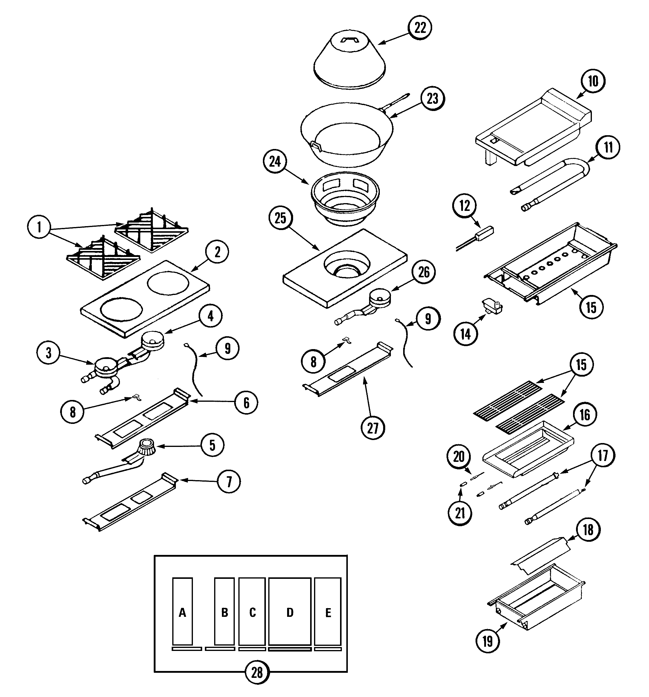 Top assembly/gas controls