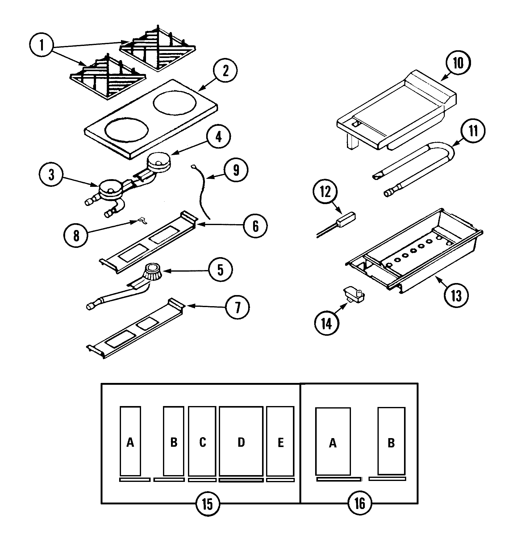 Top assembly/gas controls