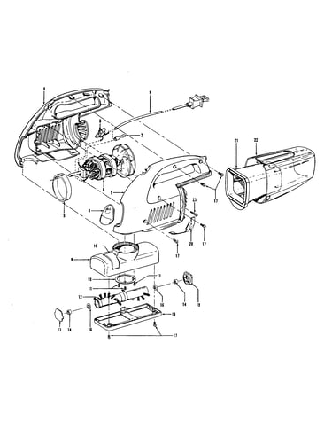 Motor, hose, motorhousing