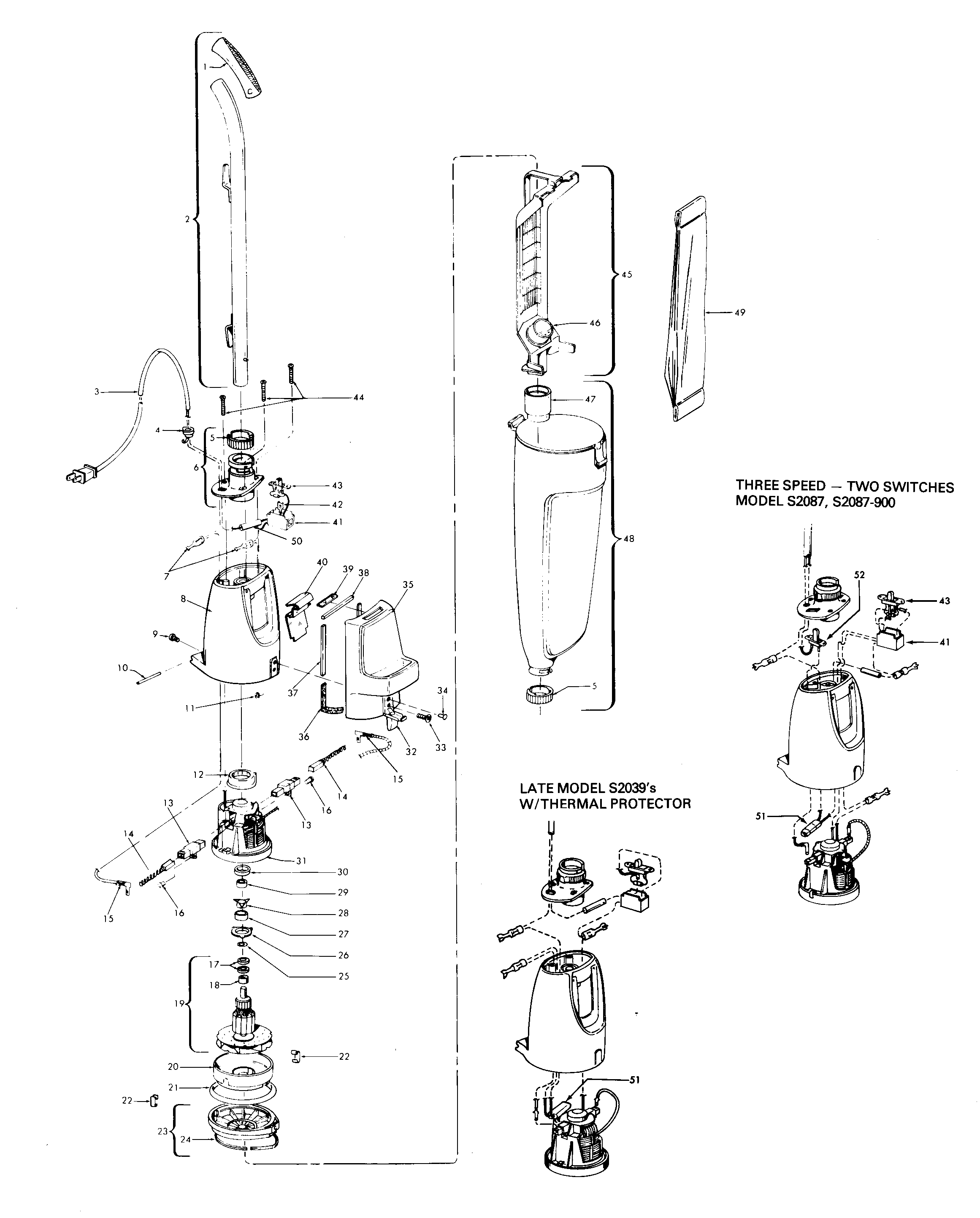Motor assembly, bag & motorhousing