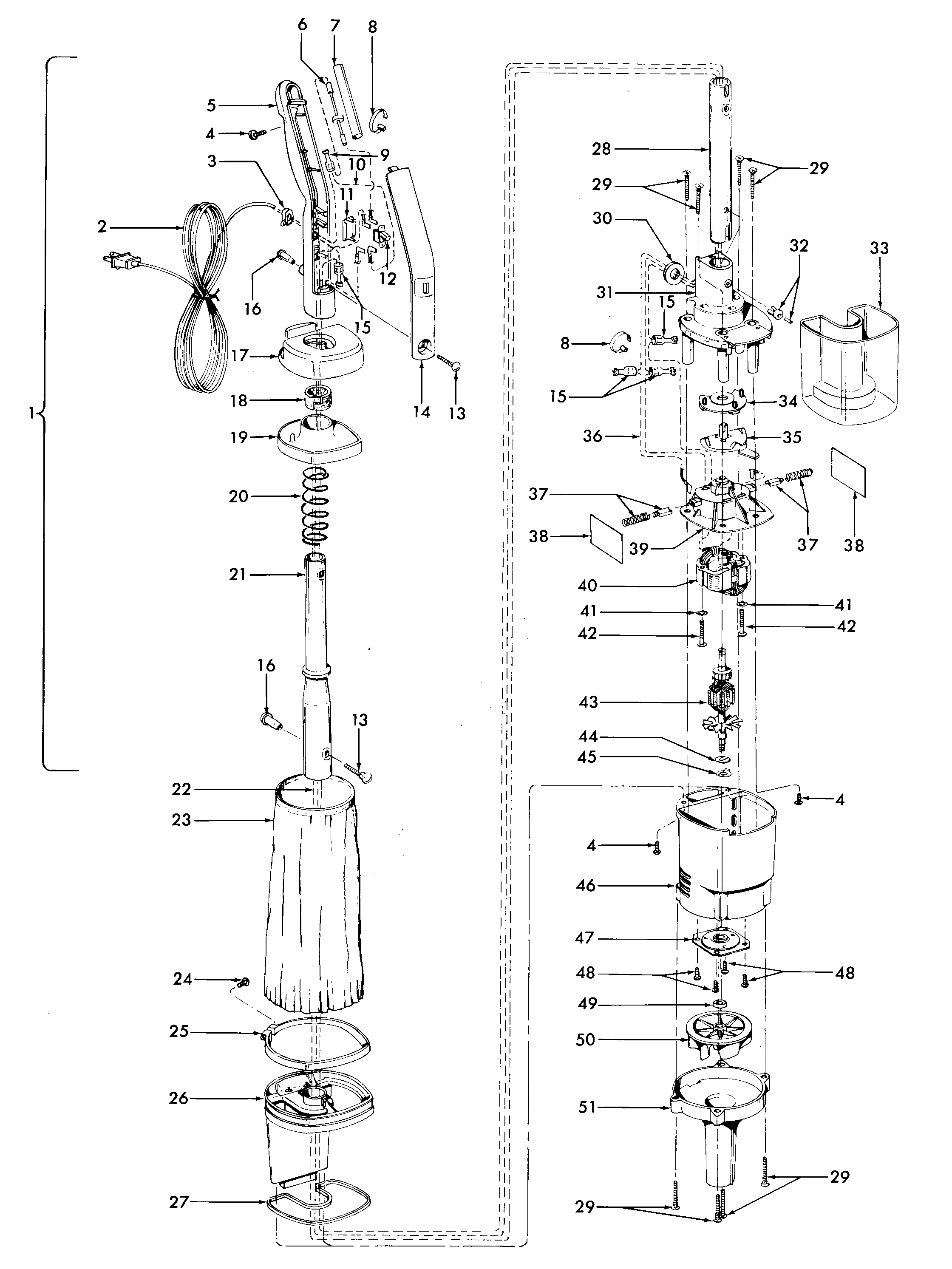 Motor assembly, bag & motorhousing