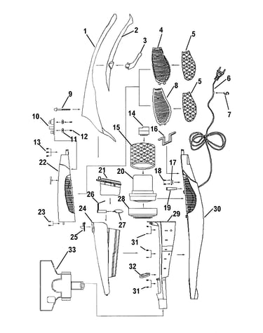 Mainhousing, hose, motorhousing