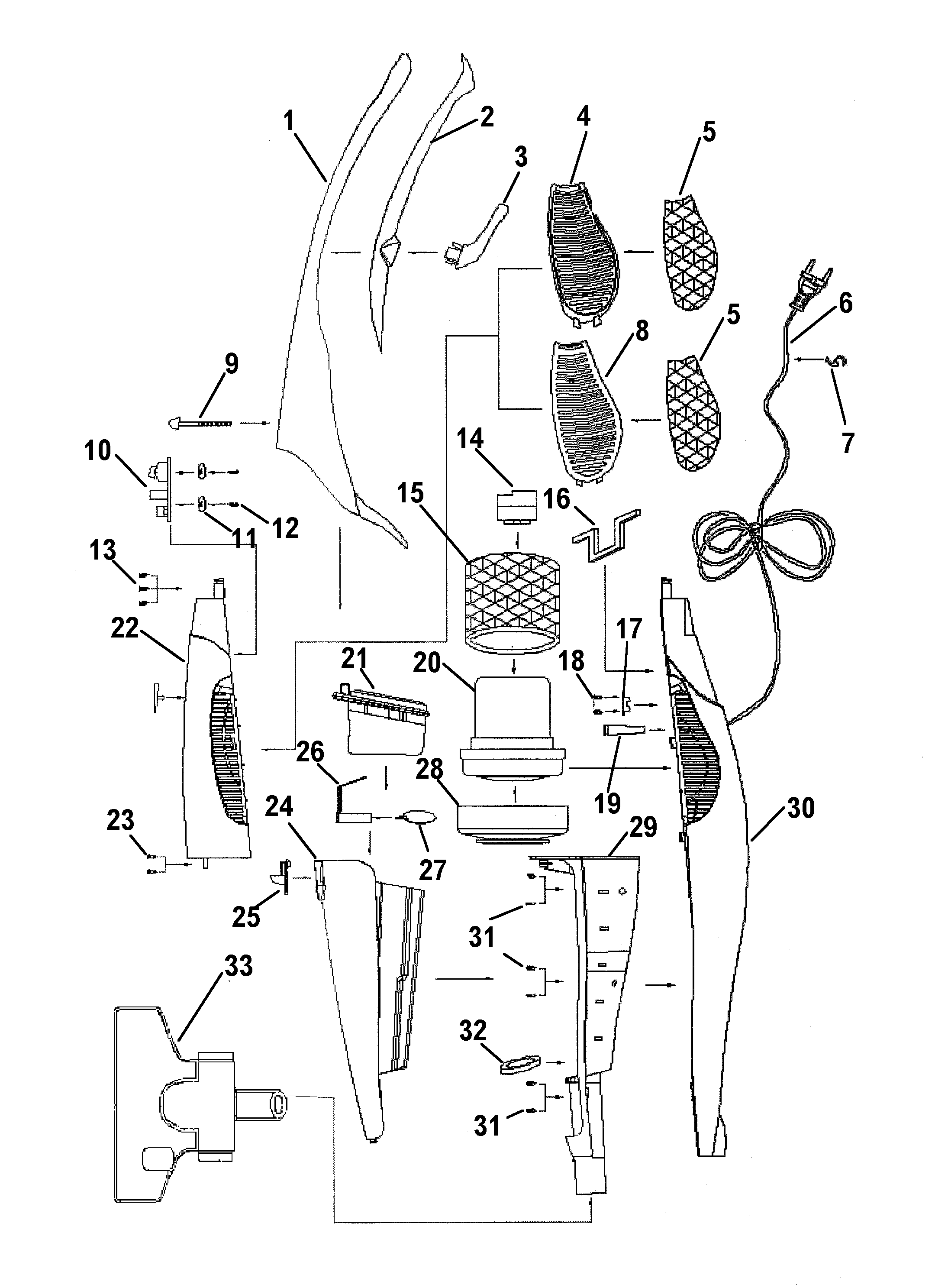 Mainhousing, hose, motorhousing