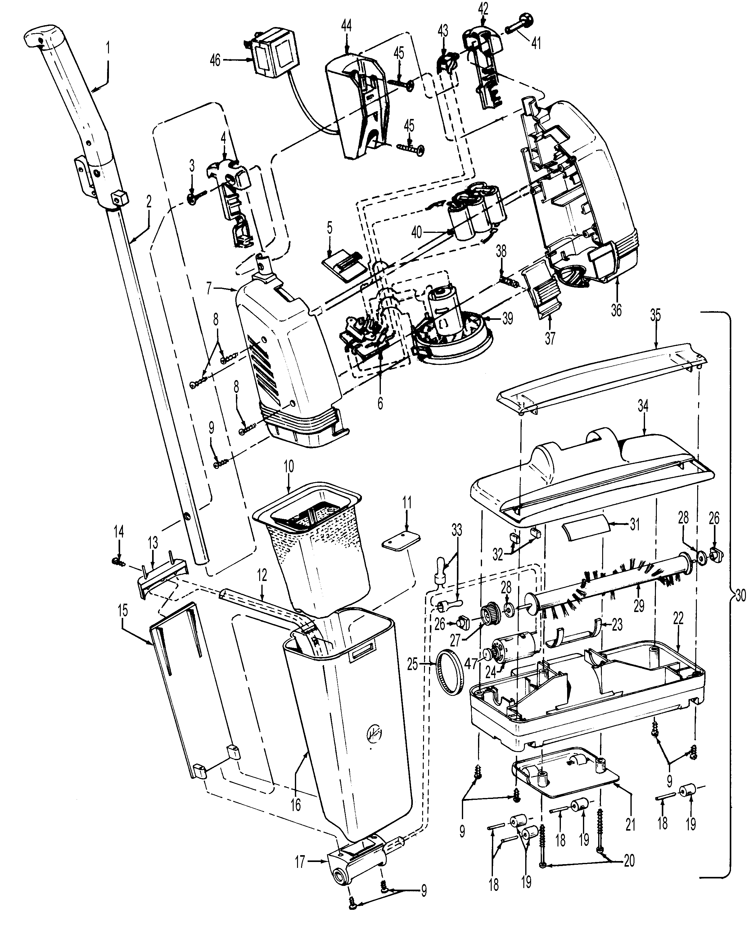 Powerednozzle, hose, motorhousing